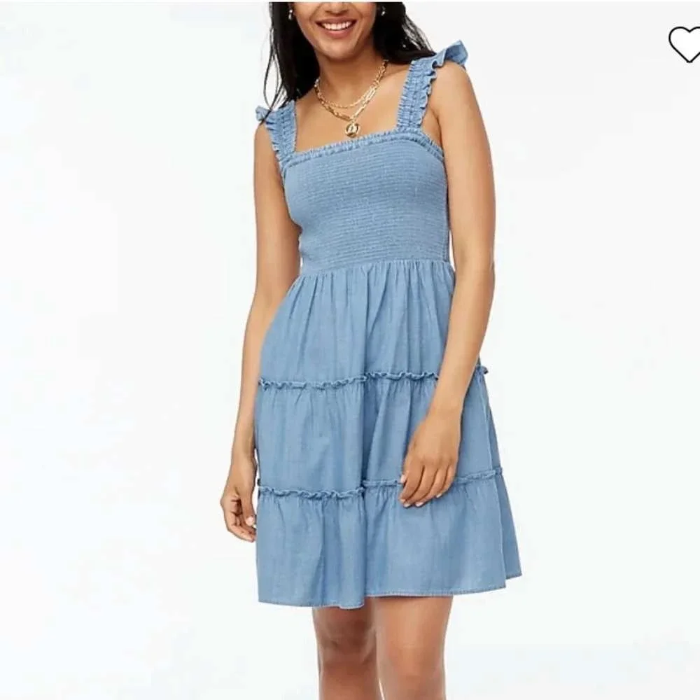 J. Crew Factory | Dresses | J Crew Factory Womens Sleeveless Smocked Chambray Denim Mini Dress Size Medium